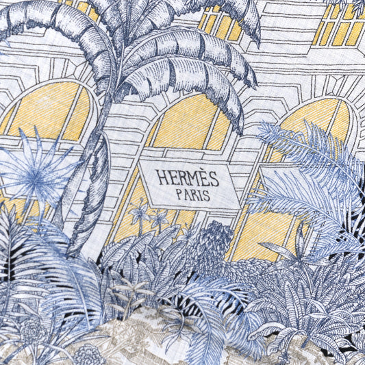 Cashmere Silk Faubourg Tropical Shawl 140 Gris Chine Encre