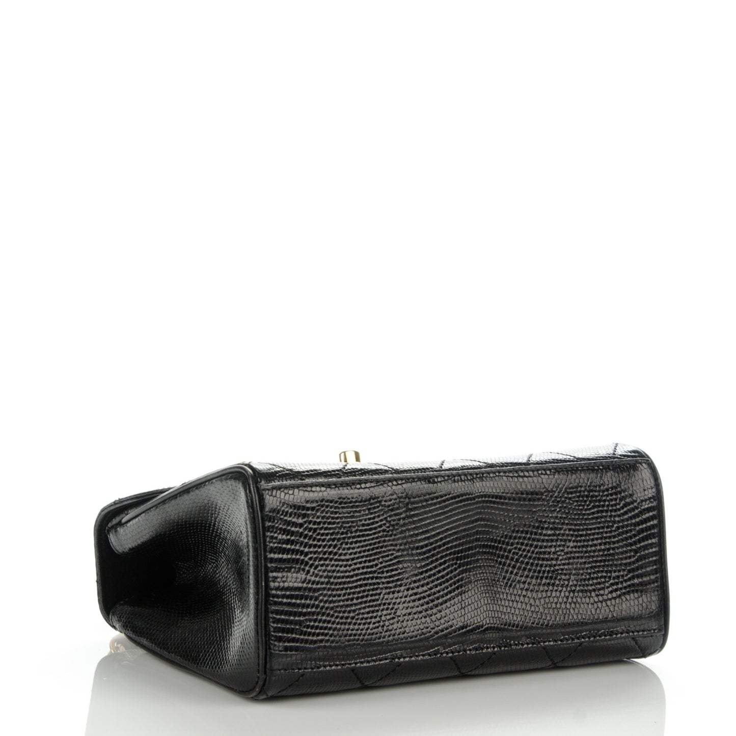 Lizard Quilted Mini Flap Evening Bag Black