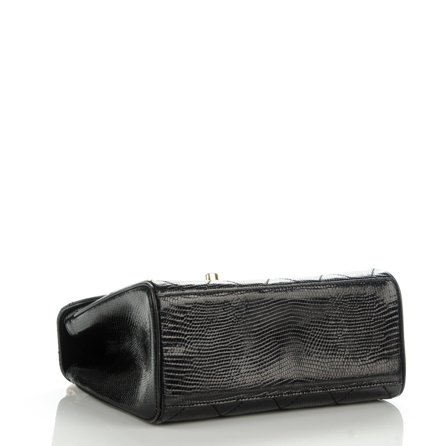 Chanel Lizard Quilted Mini Flap Evening Bag Black 4 of 9