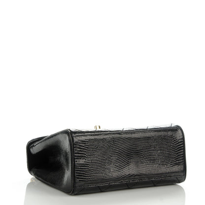 Chanel Lizard Quilted Mini Flap Evening Bag Black 4 of 9