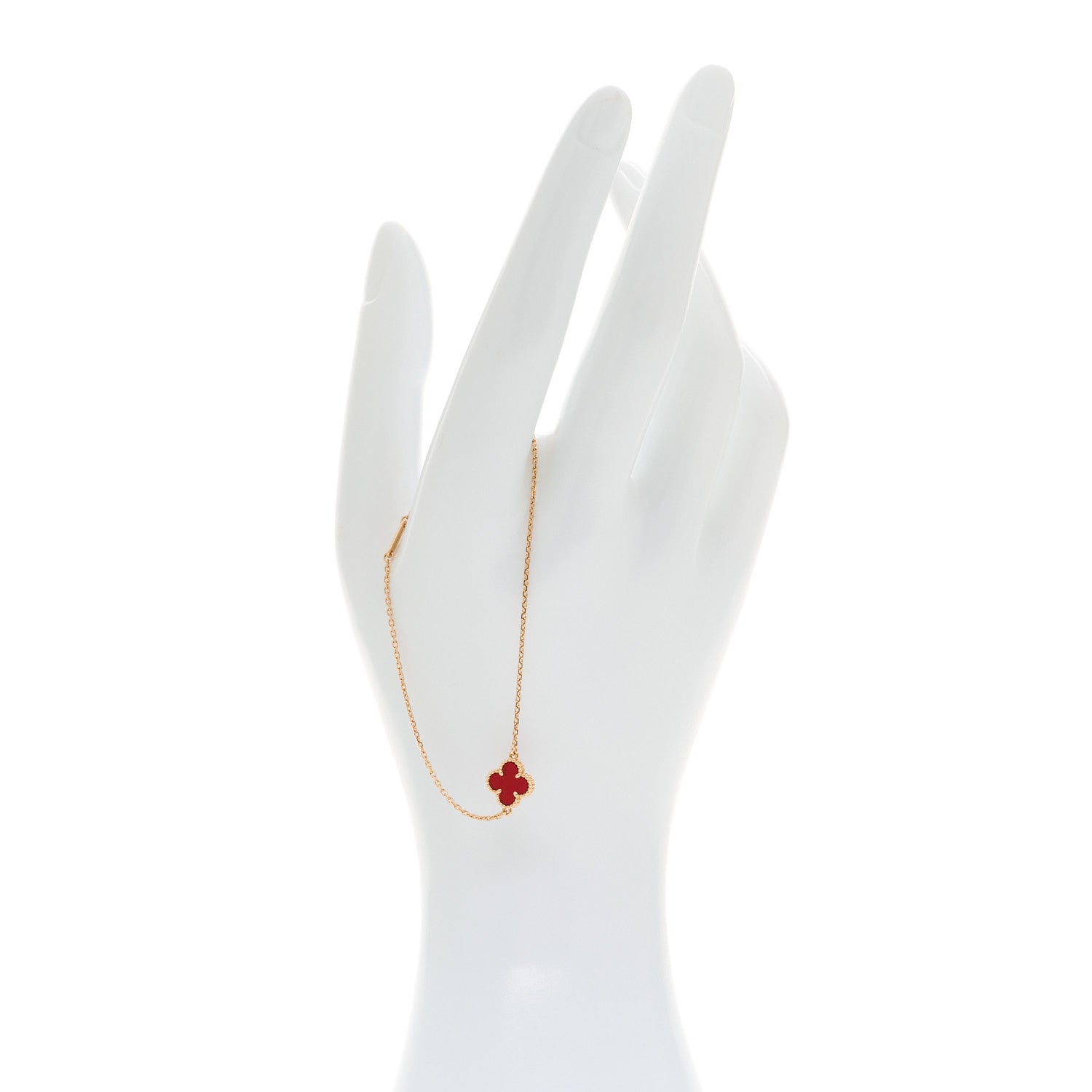 Van Cleef & Arpels 18K Rose Gold Carnelian Sweet Alhambra Bracelet 2 of 5