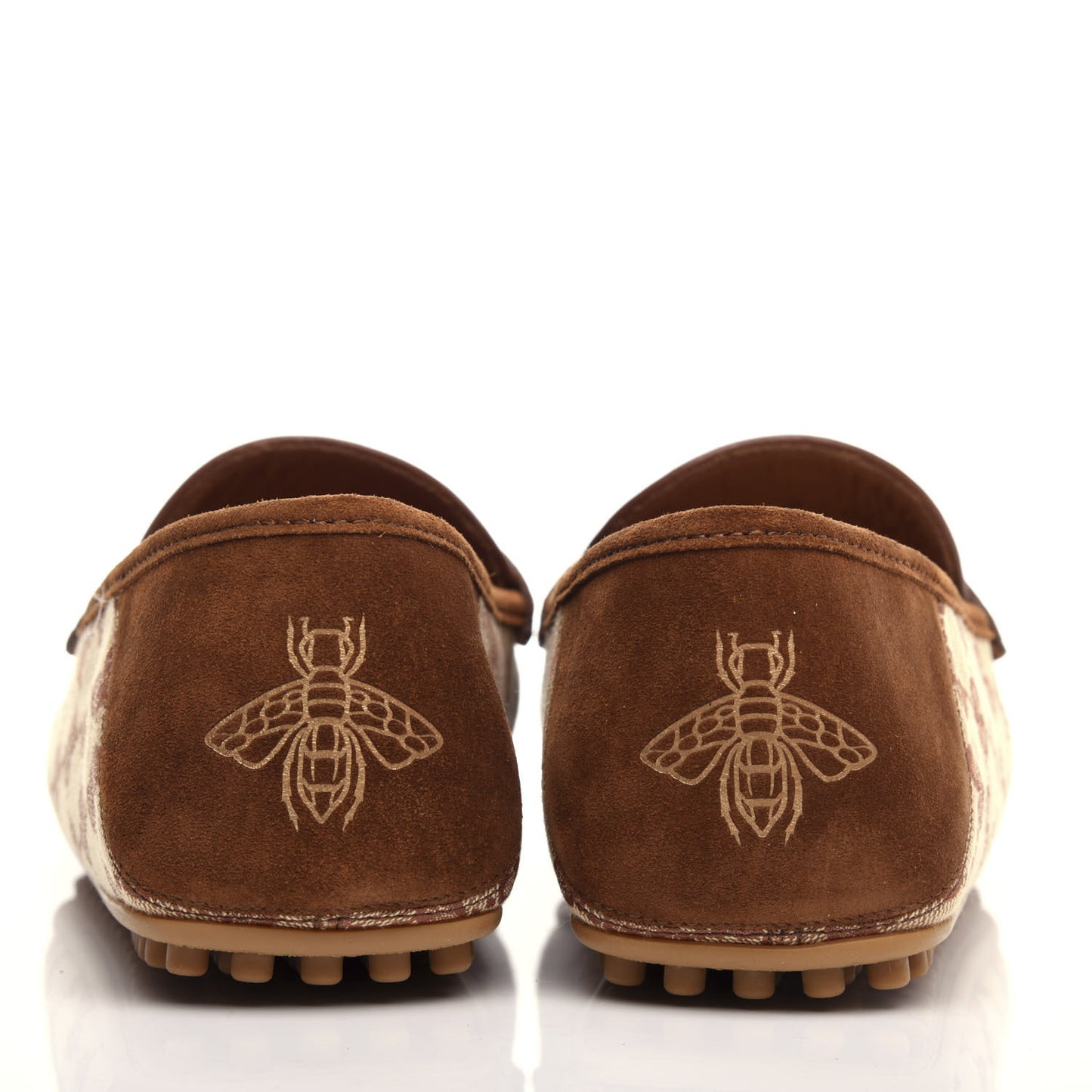 GG Monogram Suede Mens Driver Loafers 8 Beige Ruggine Cuir