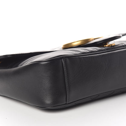 Gucci Calfskin Matelasse Medium GG Marmont Shoulder Bag Black 6 of 11