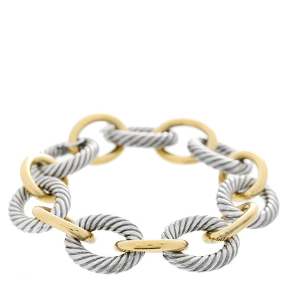 David Yurman Sterling Silver 18K Yellow Gold 18mm Extra Large Oval Link Bracelet 3 of 3