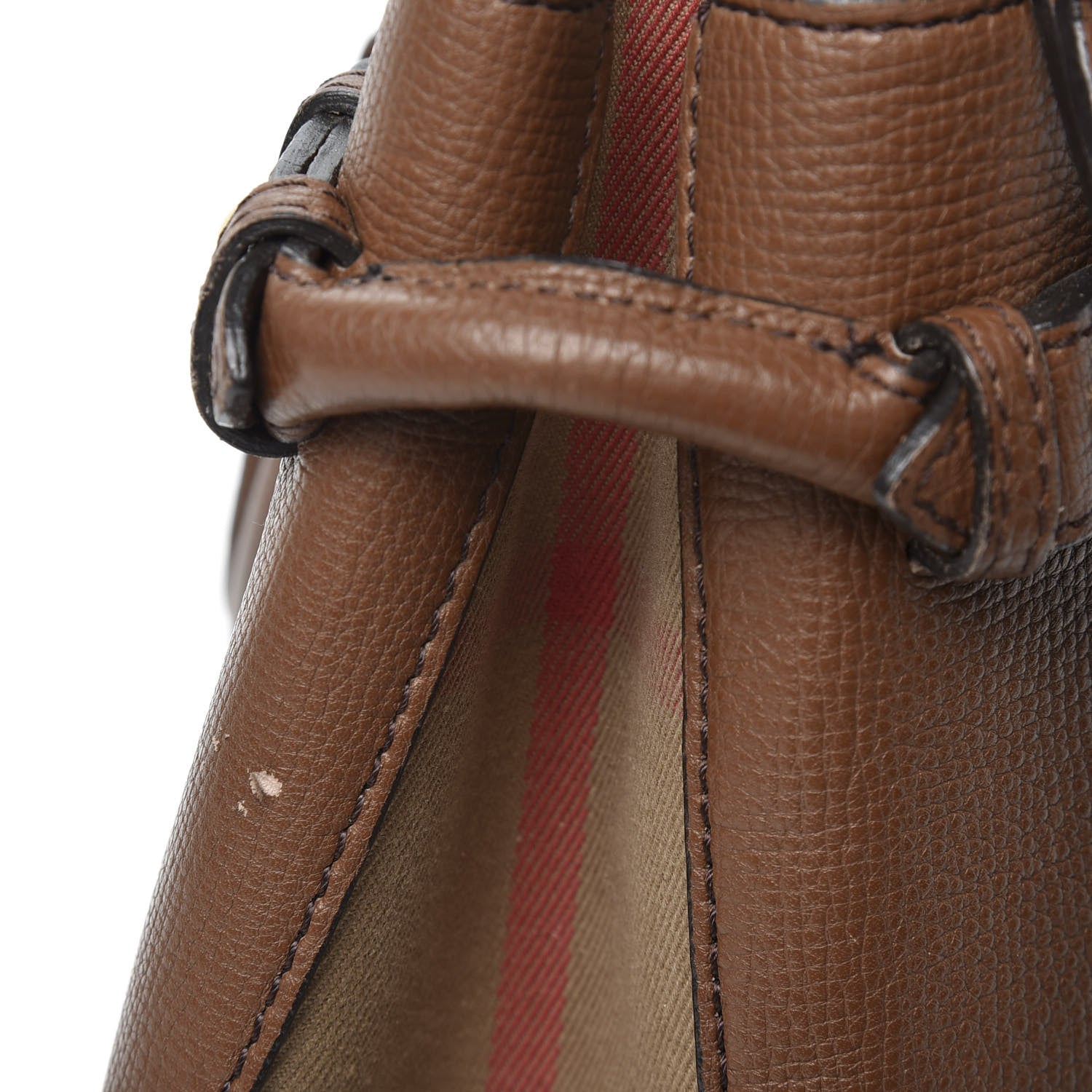 Burberry Grainy Calfskin House Check Medium Banner Tote Tan 9 of 10