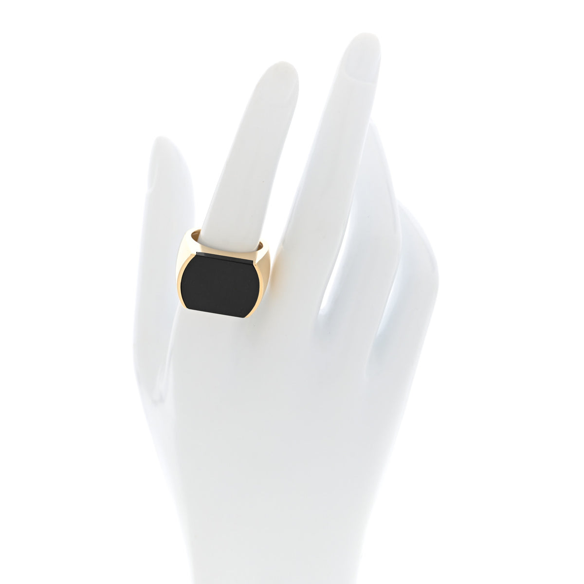 18K Yellow Gold Black Jade Signet Ring 58 8.25