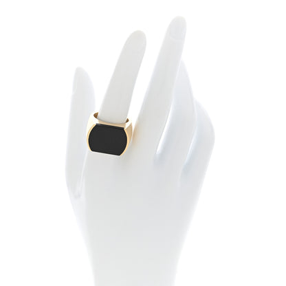 Parker & West by FASHIONPHILE 18K Yellow Gold Black Jade Signet Ring 58 8.25 2 of 10