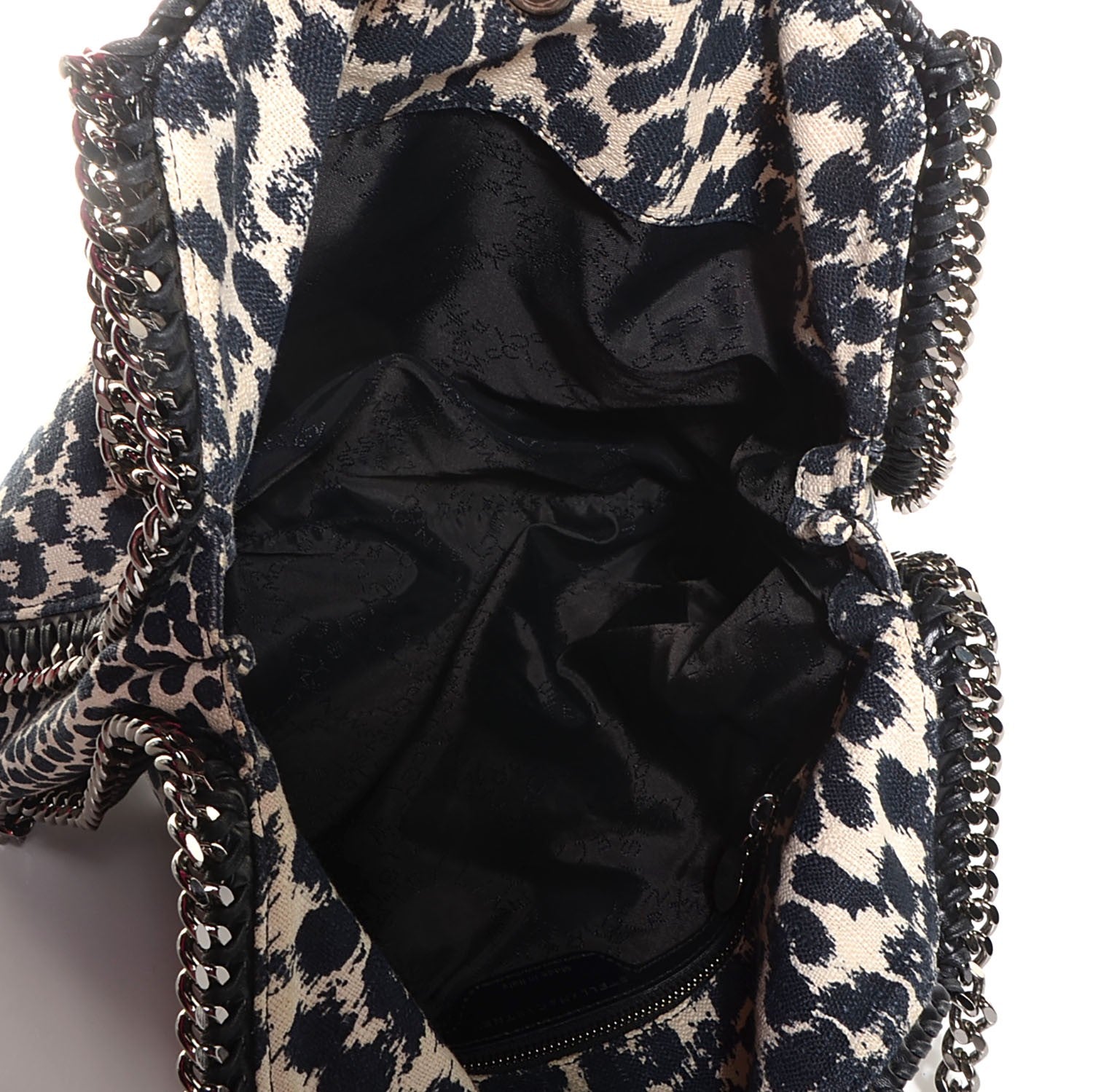 Stella McCartney Linen Leopard Small Falabella Tote Black 5 of 9