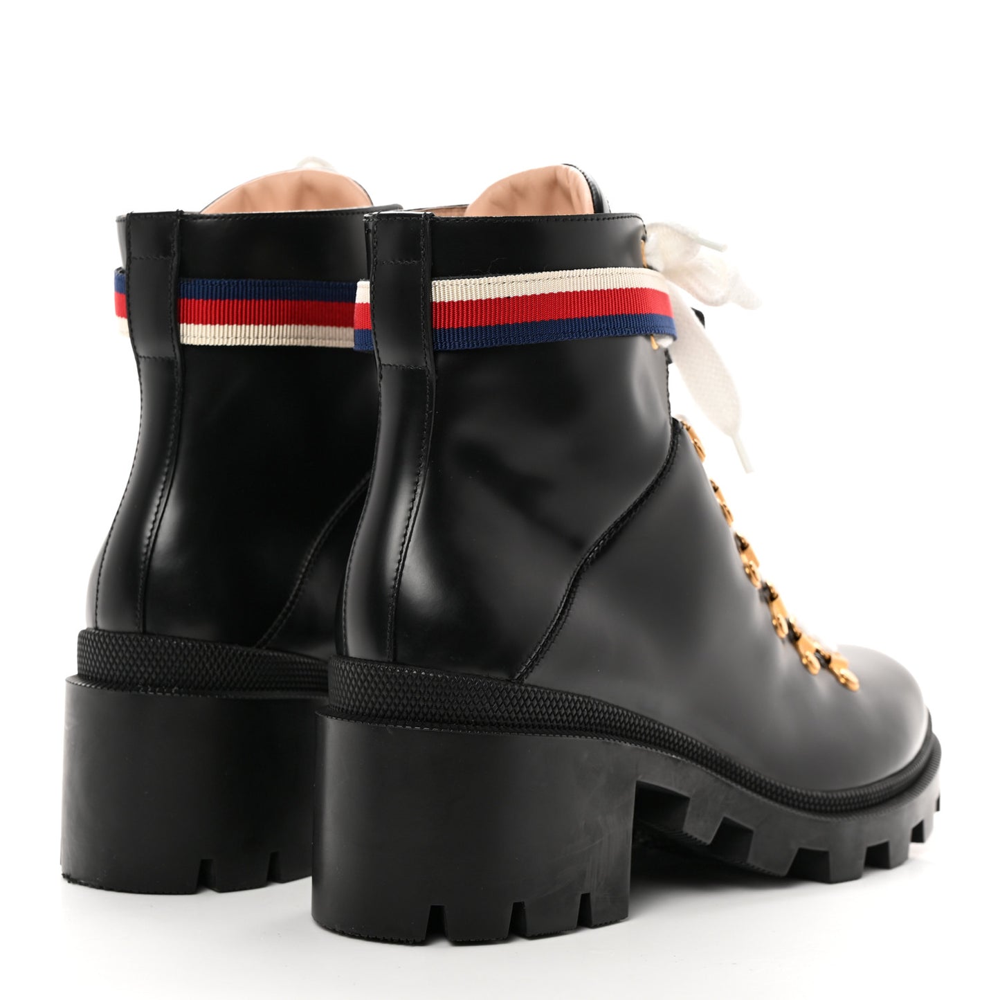 Calfskin Sylvie Web Womens Lace Up Combat Boots 40.5 Black