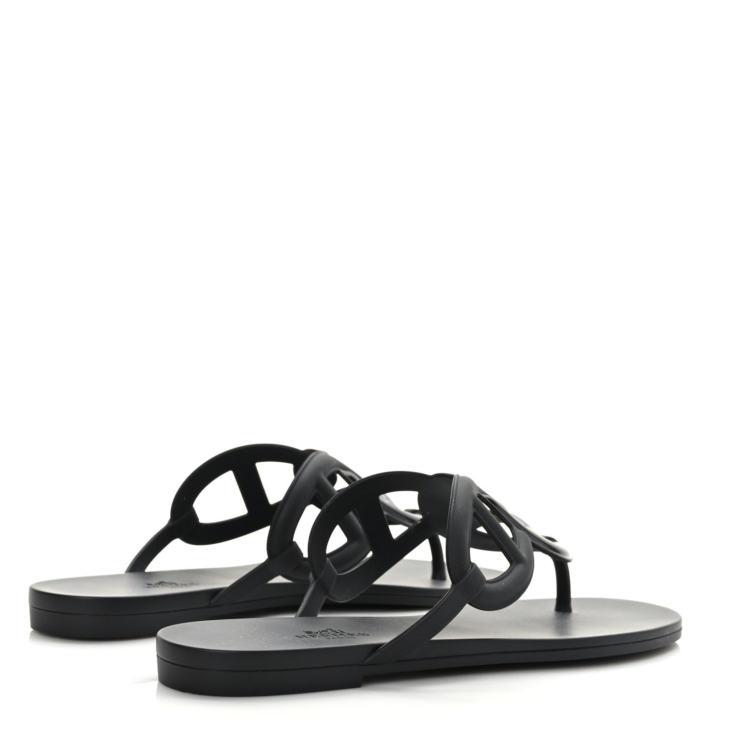 Hermes Rubber Womens Egerie Sandals 39 Black 4 of 8