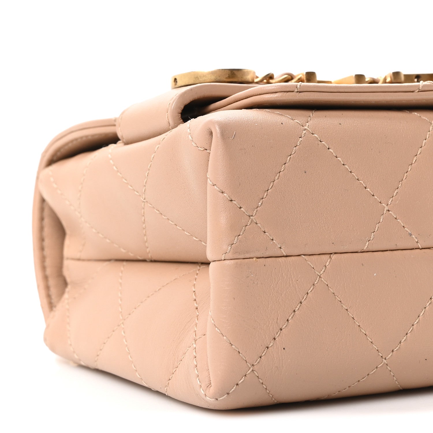 Chanel Calfskin Quilted Small Enchained Flap Beige 9 of 10