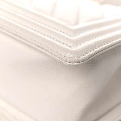 Chanel Caviar Chevron Quilted Medium Boy Flap White 9 of 13
