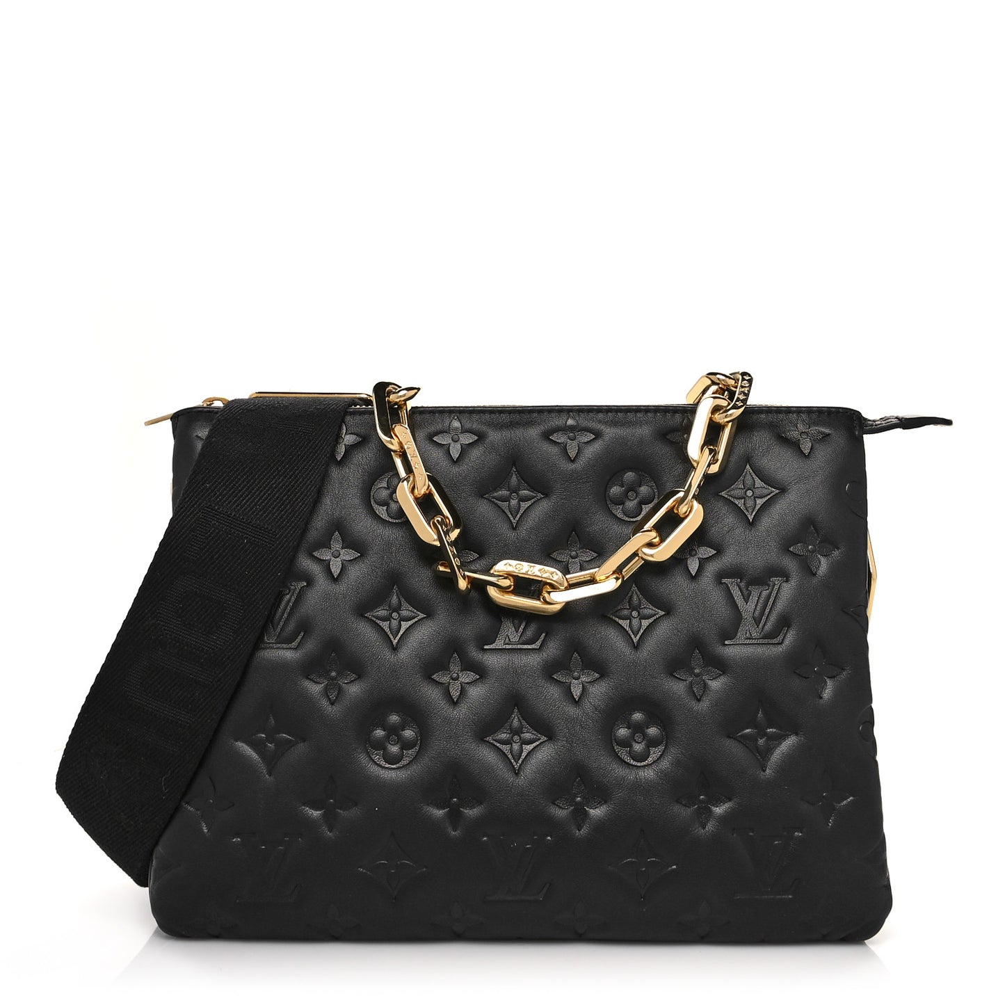 Lambskin Embossed Monogram Coussin PM Black