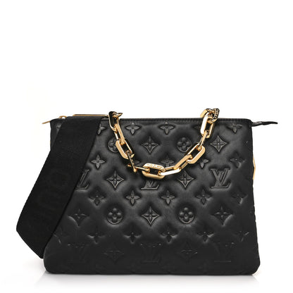 Louis Vuitton Lambskin Embossed Monogram Coussin PM Black 1 of 9