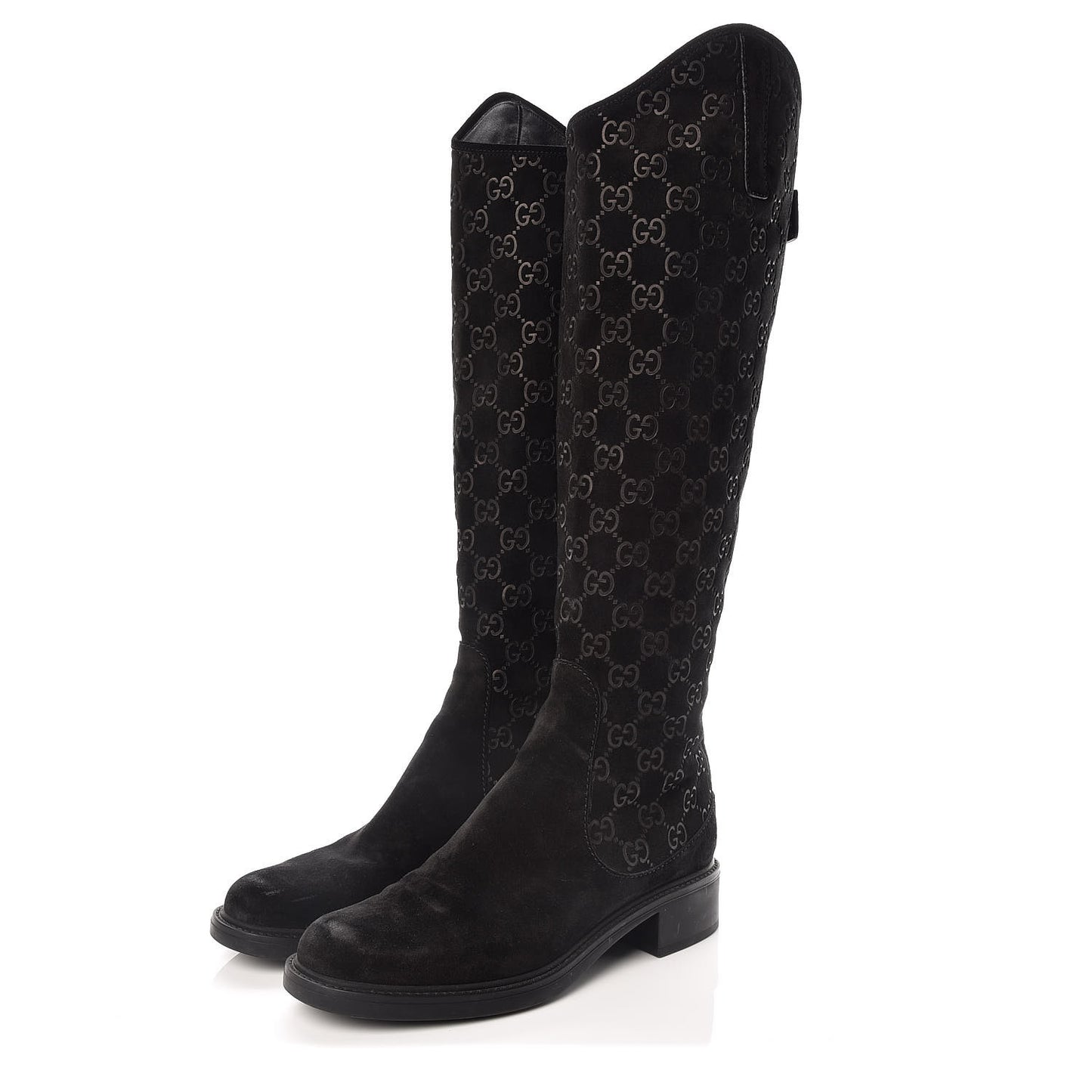 Suede Softy GG Knee High Riding Boots 37 Black