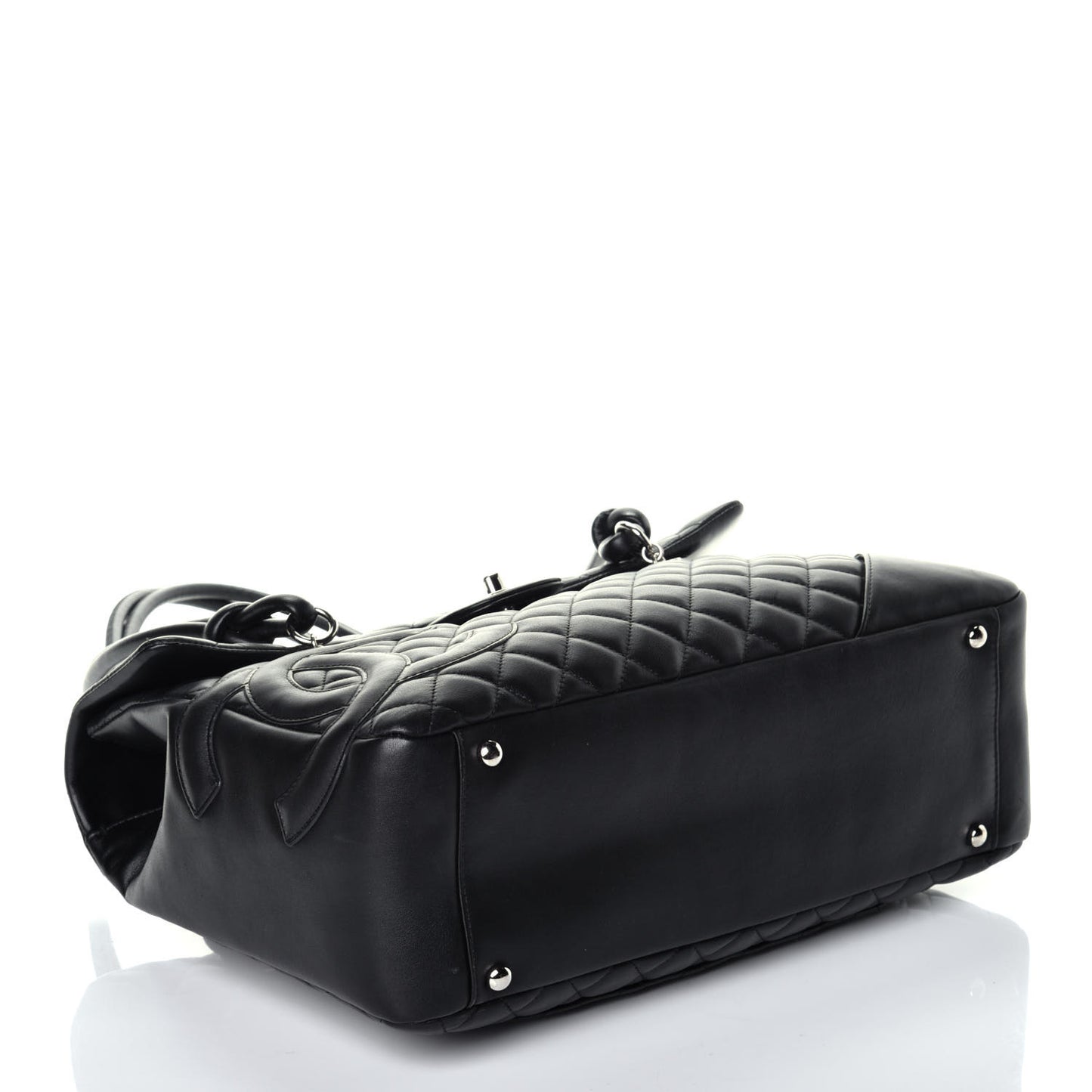 Calfskin Quilted Large Cambon Flap Black
