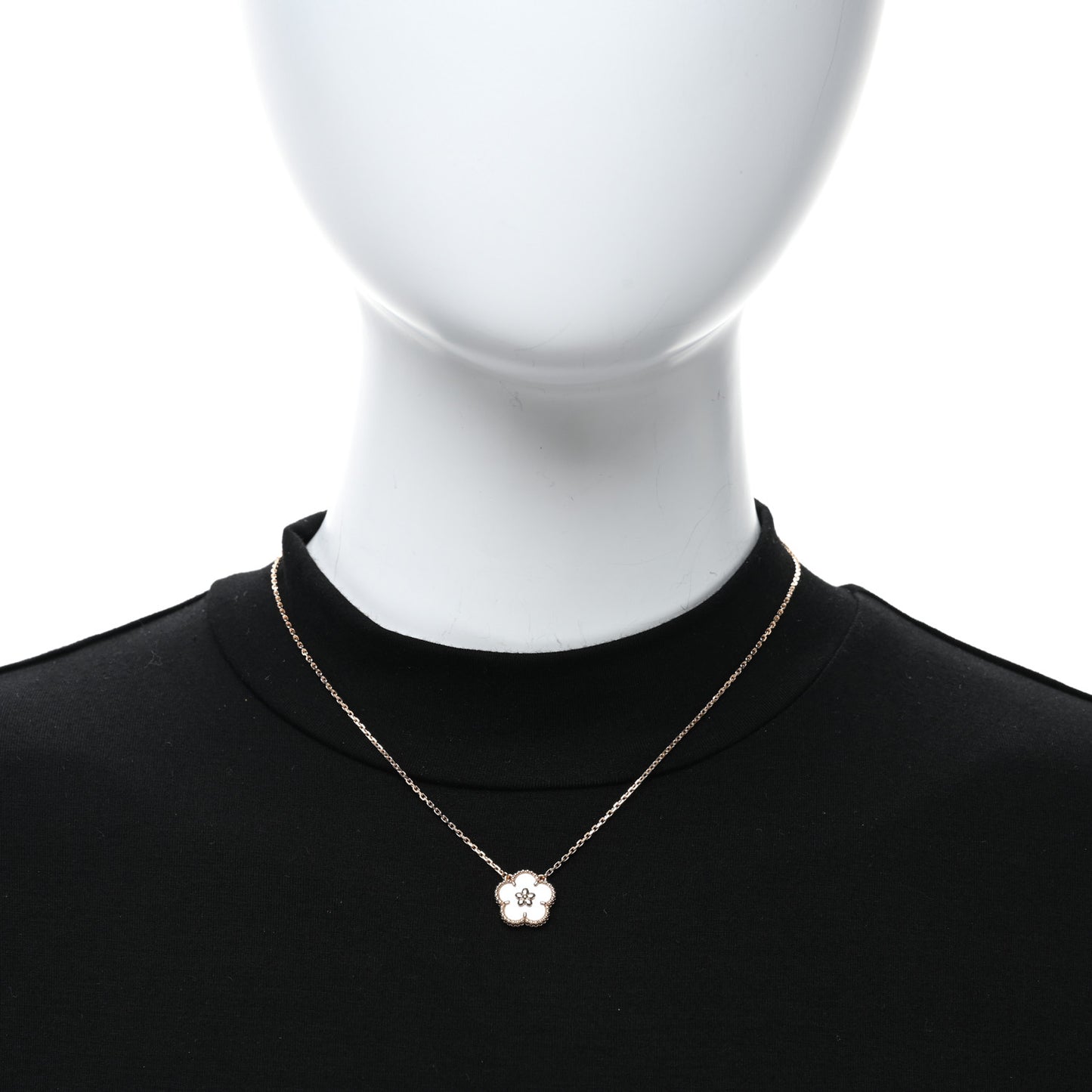 18K Rose Gold Mother Of Pearl Lucky Spring Plum Blossom Necklace