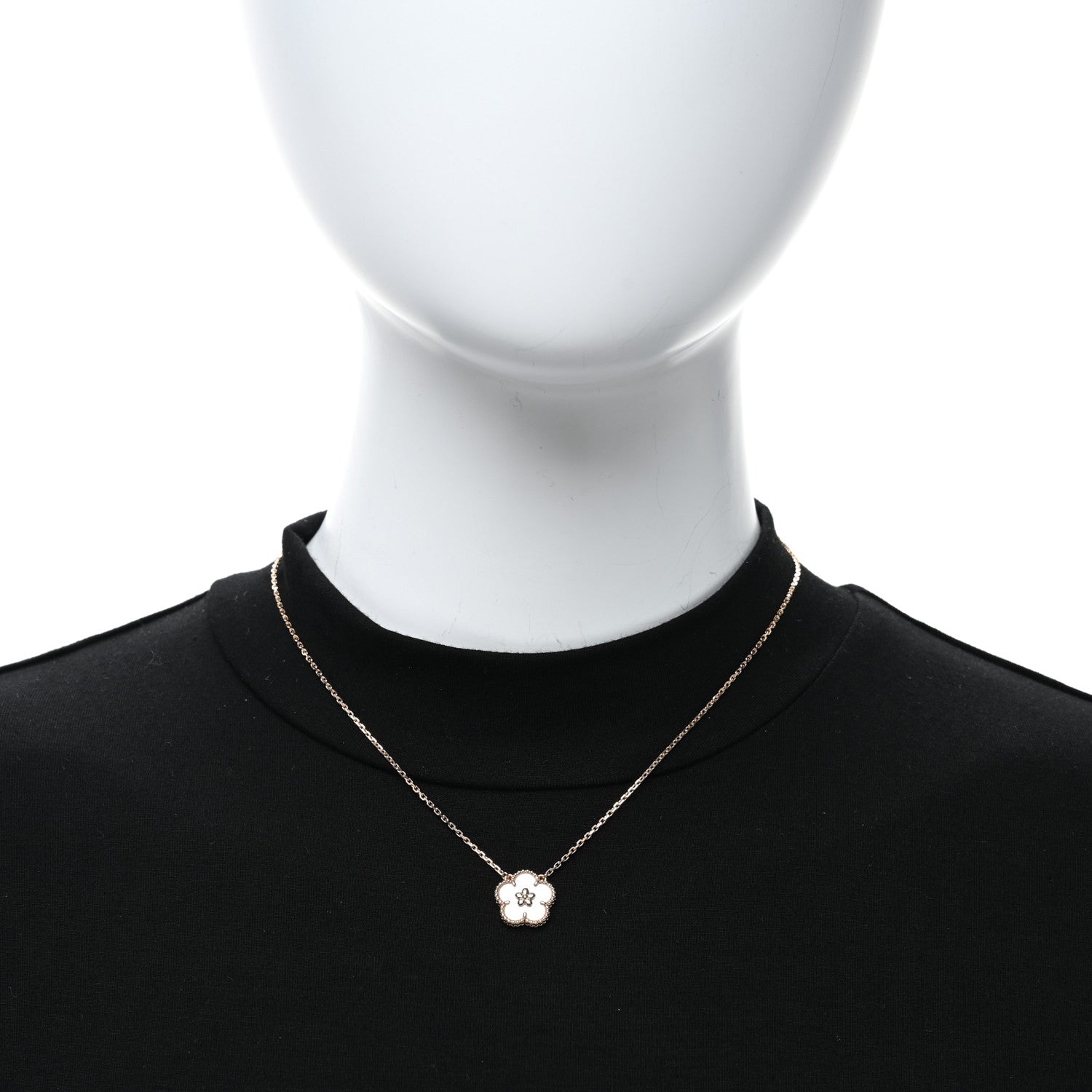 Van Cleef & Arpels 18K Rose Gold Mother Of Pearl Lucky Spring Plum Blossom Necklace 2 of 5