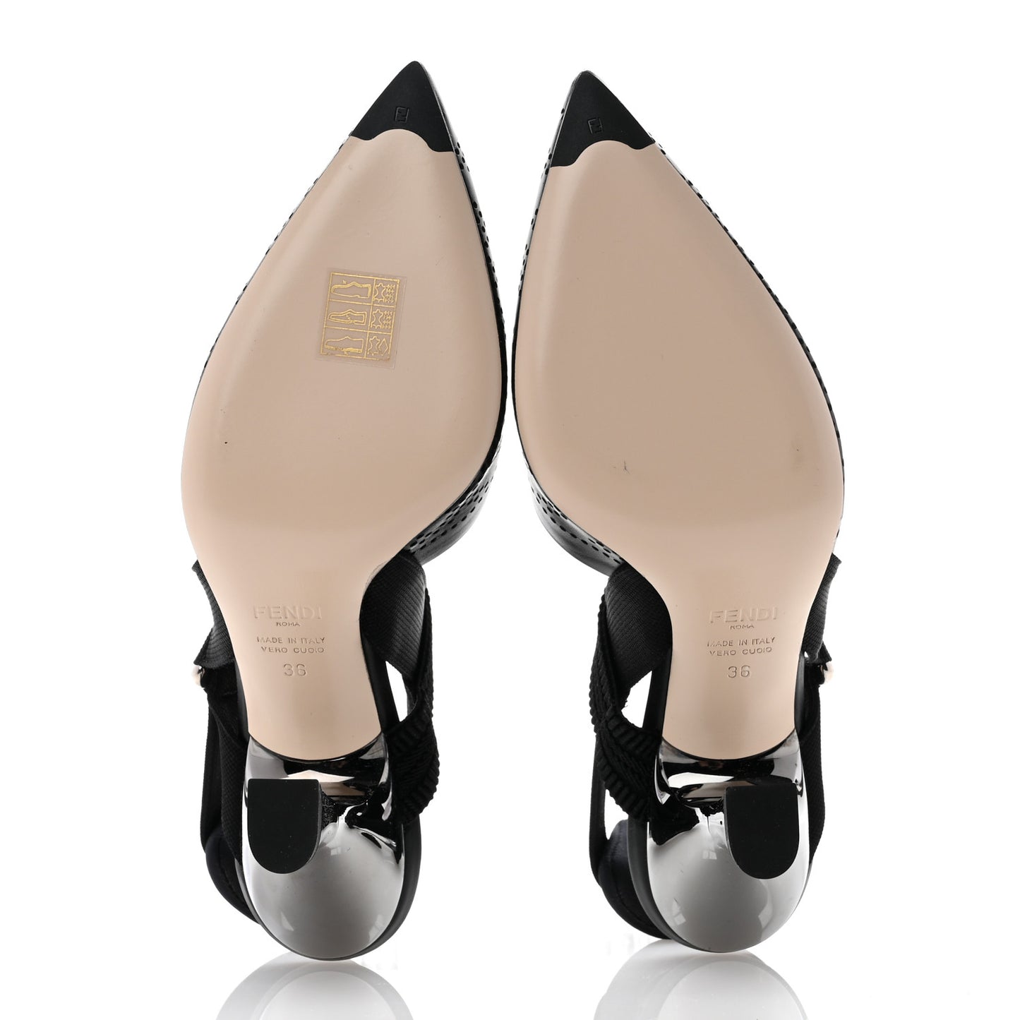 Calfskin Perforated Colibri 85mm Slingback Pumps 36 Black