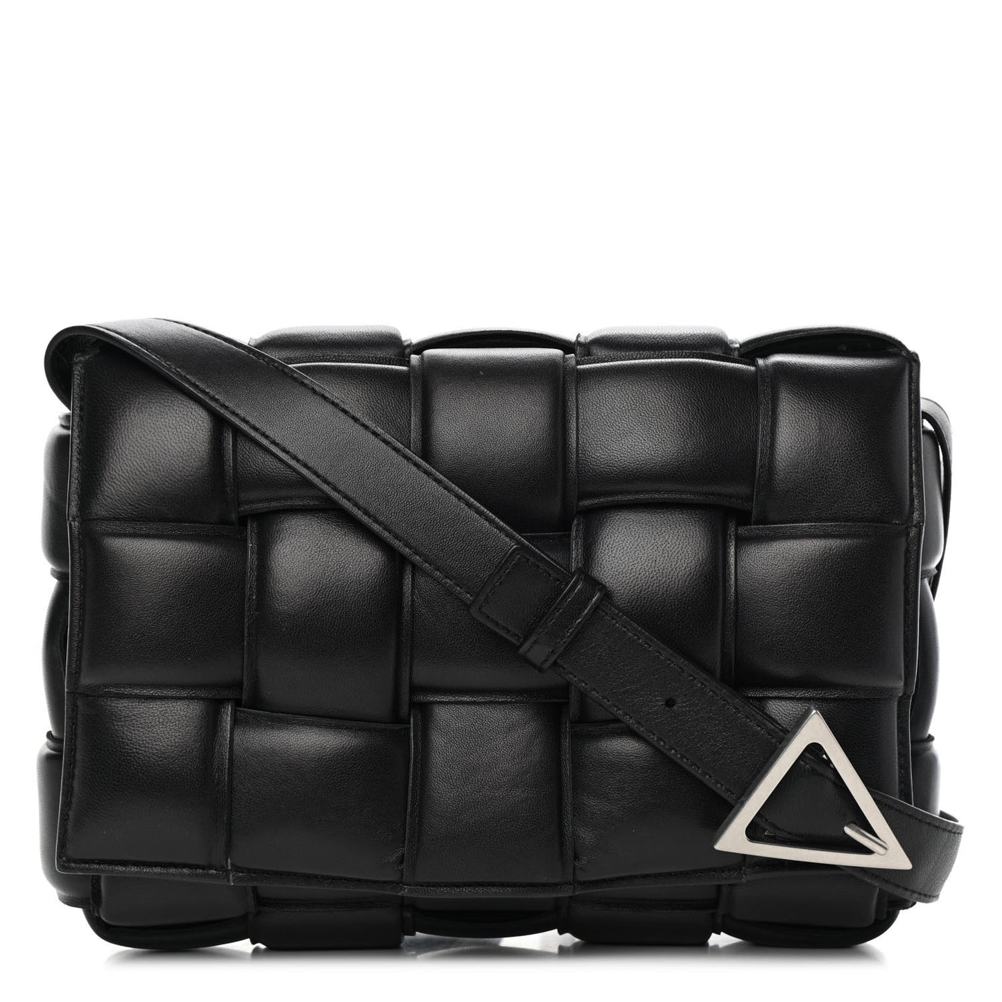 Nappa Maxi Intreccio Padded Cassette Crossbody Bag Black