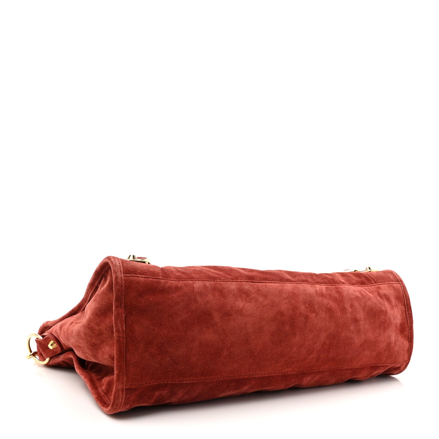 Baby Daim Suede Gold Metallic Edge Hardware City Bois De Rose Fonce