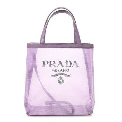 Prada Sequin Mesh Small Tote Bag Lilium 1 of 11