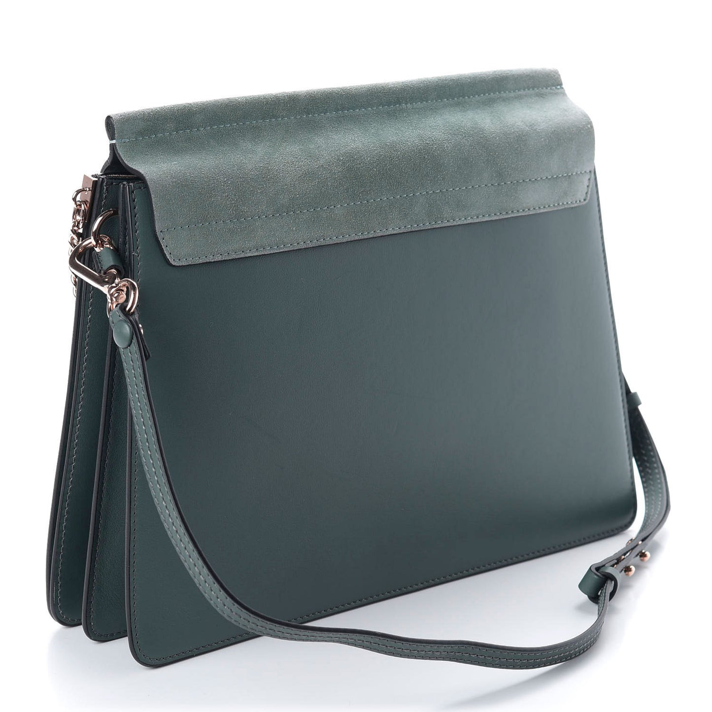Suede Calfskin Medium Faye Shoulder Bag Teal