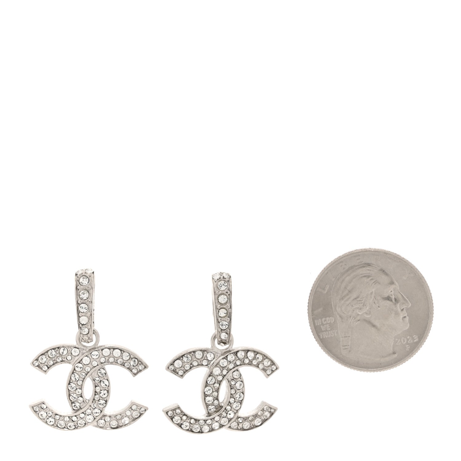 Chanel Crystal Palais Garnier CC Drop Earrings Silver 2 of 4