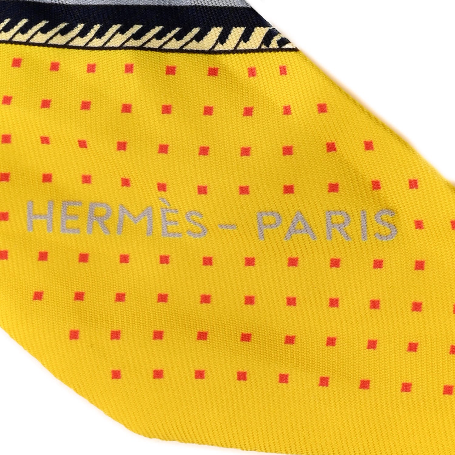 Hermes Silk Les Voitures A Transformation Twilly Gris Perle Rouge Jaune Vif 2 of 4
