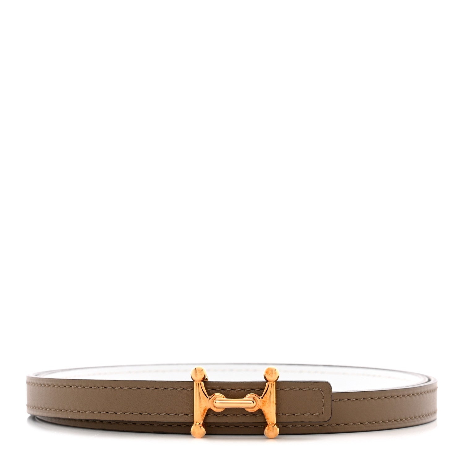Hermes Epsom Swift 24mm Mors H Belt 70/28 Etoupe White 1 of 6