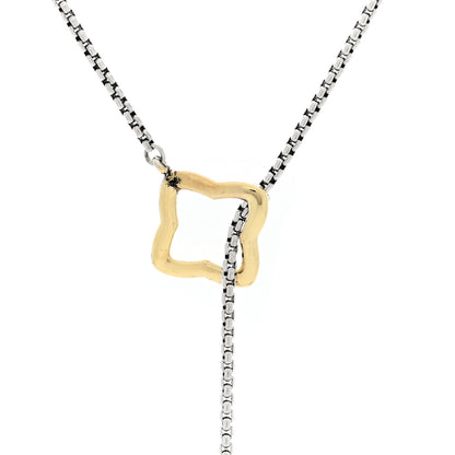 David Yurman Sterling Silver 18K Yellow Gold Diamond Cable Heart Lariat Necklace 4 of 5