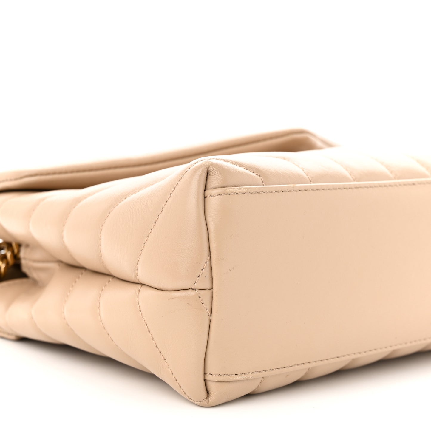 Calfskin Y Quilted Monogram Small Loulou Chain Satchel Dark Beige