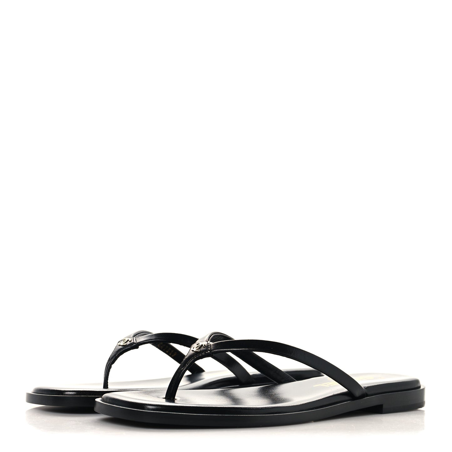 Goatskin Times Square Thong Sandals 37.5 Black