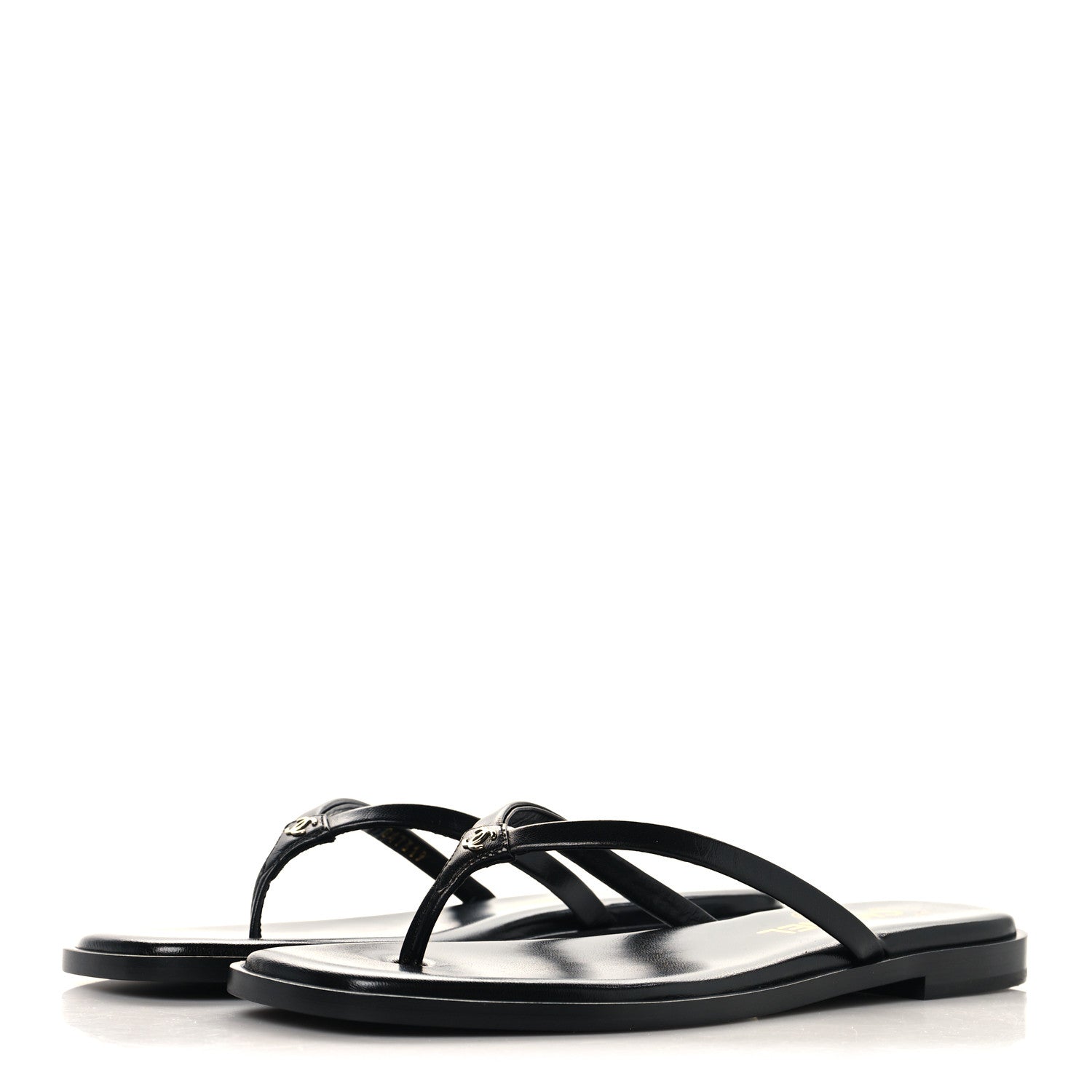 Chanel Goatskin Times Square Thong Sandals 37.5 Black 4 of 10