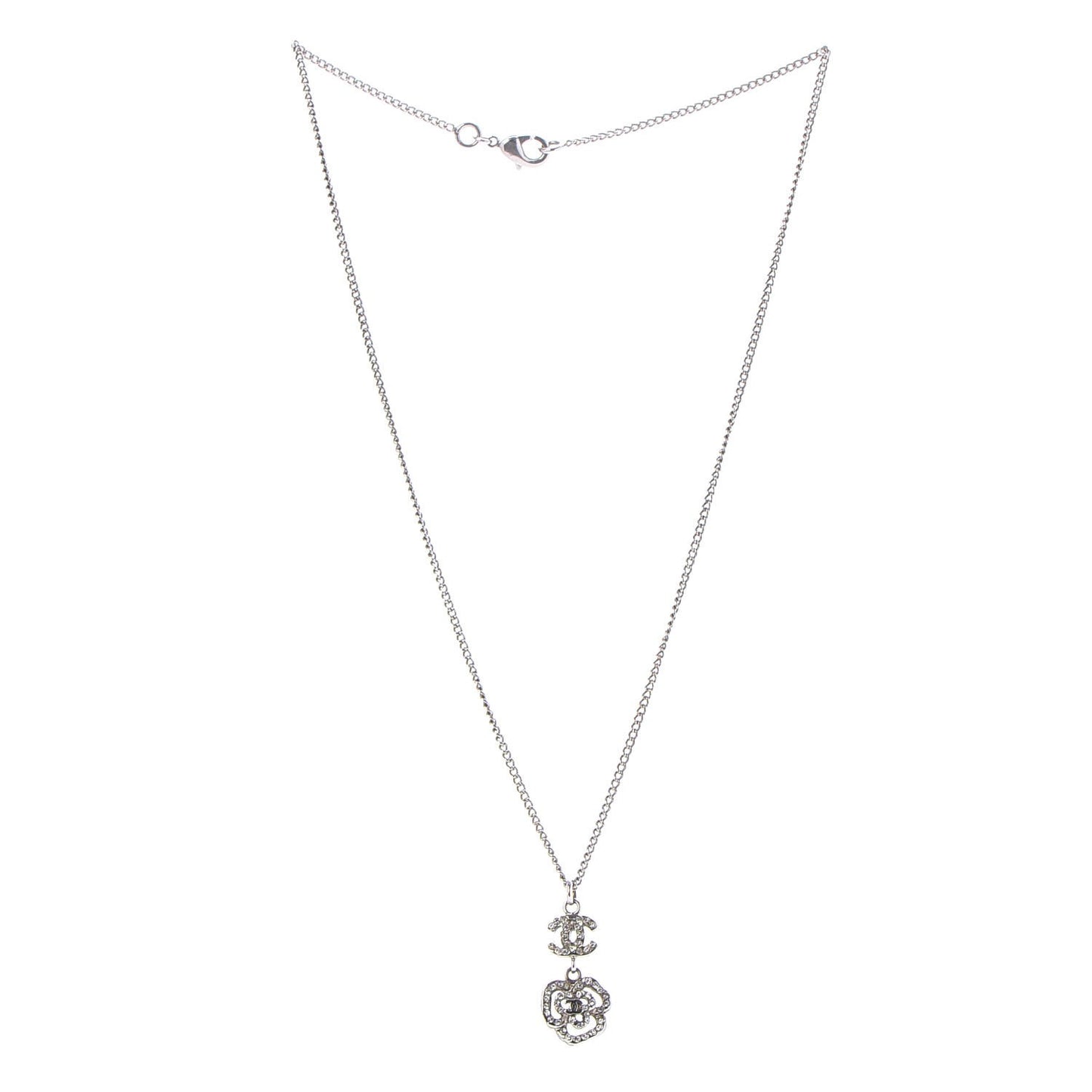 Crystal CC Camellia Necklace Silver