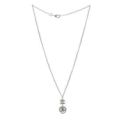 Chanel Crystal CC Camellia Necklace Silver 3 of 6