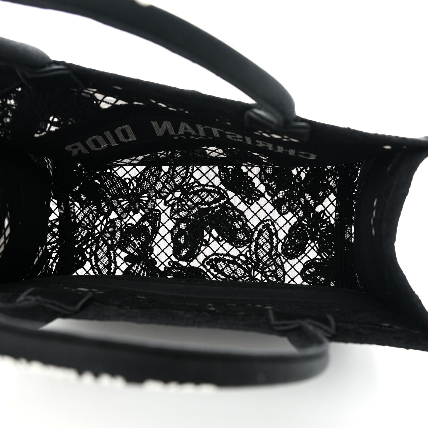 Embroidered 3D Macrame D-Lace Butterfly Medium Book Tote Black Multicolor