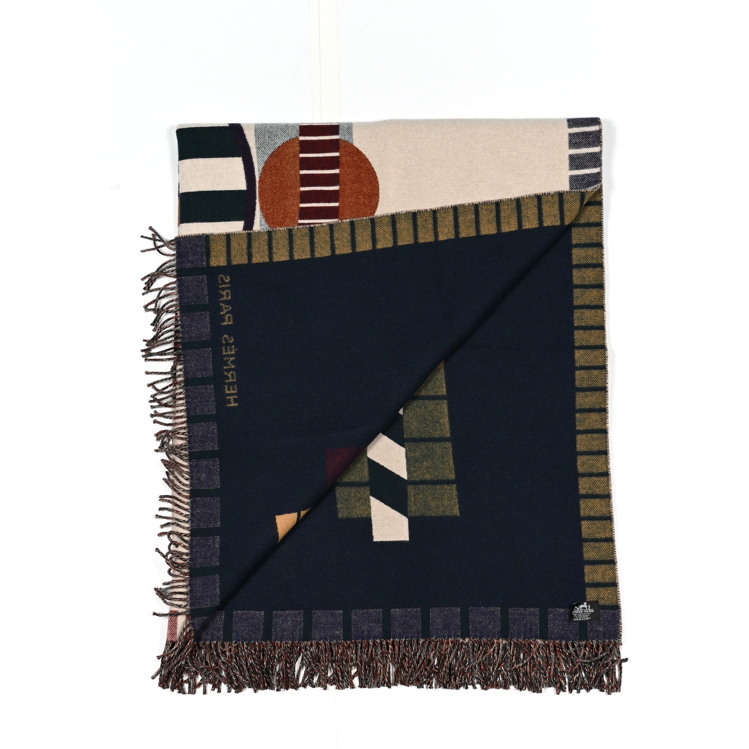 Hermes Wool Cashmere Patchwork Saddle Blanket Cannelle Grenat 2 of 3
