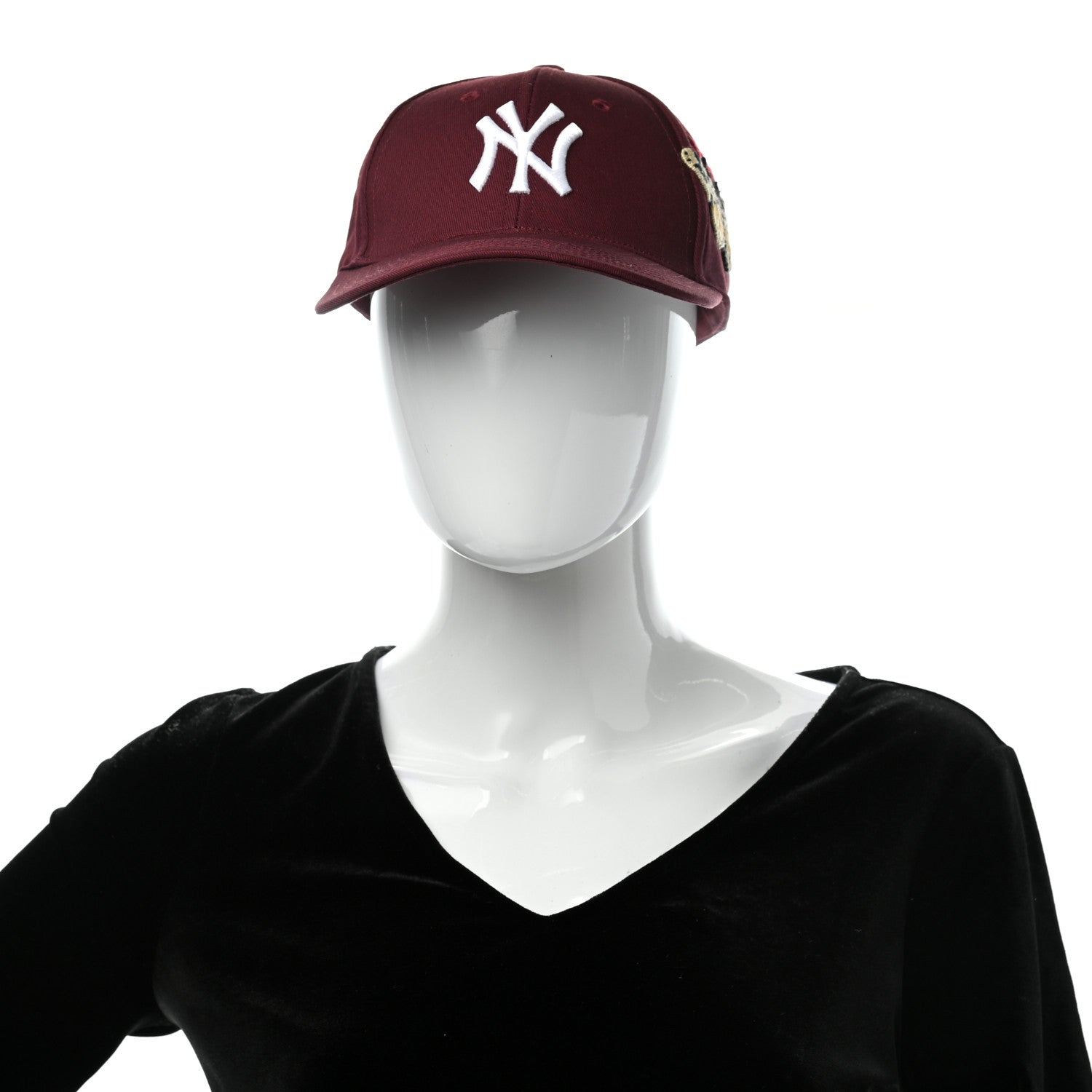 Gucci X MLB Cotton NY Yankees Baseball Hat 57-61 Lacquer 2 of 9