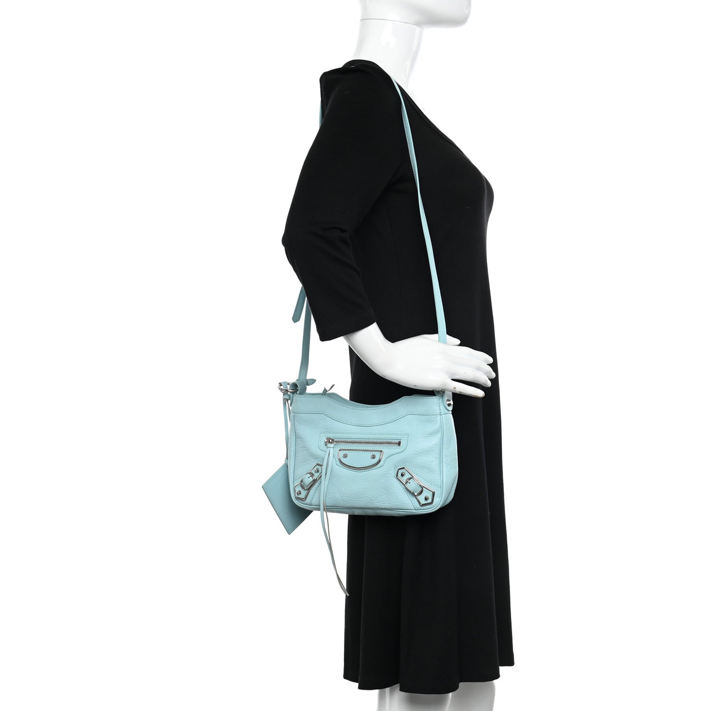 Chevre Silver Metallic Edge Hardware Hip Bleu Maldives