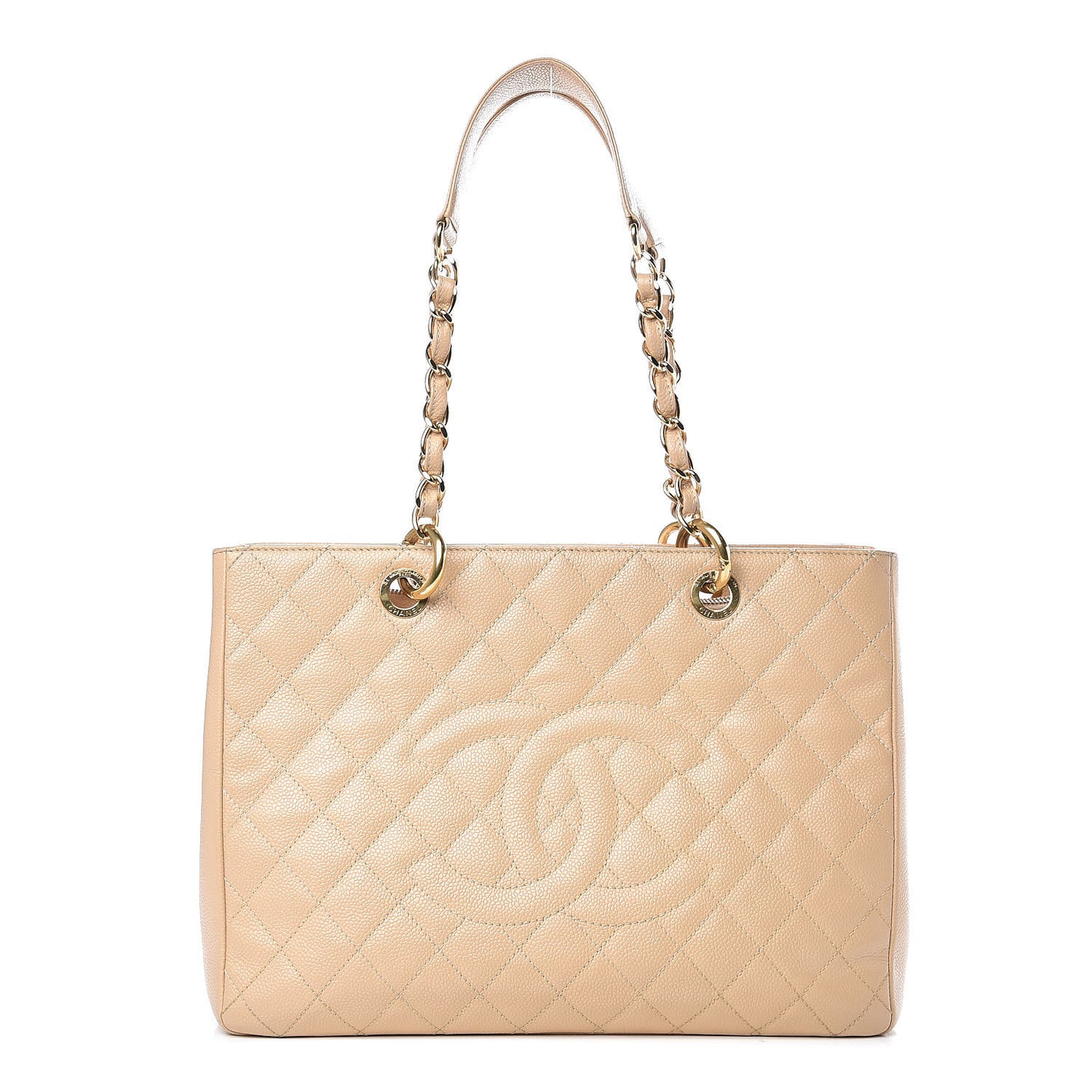 Caviar Quilted Grand Shopping Tote GST Beige Clair