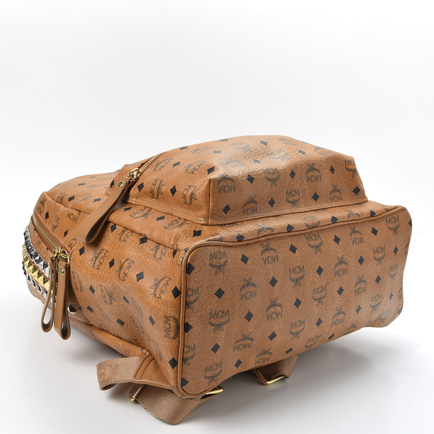MCM Visetos Crown Stud Large Stark Backpack Cognac 3 of 8