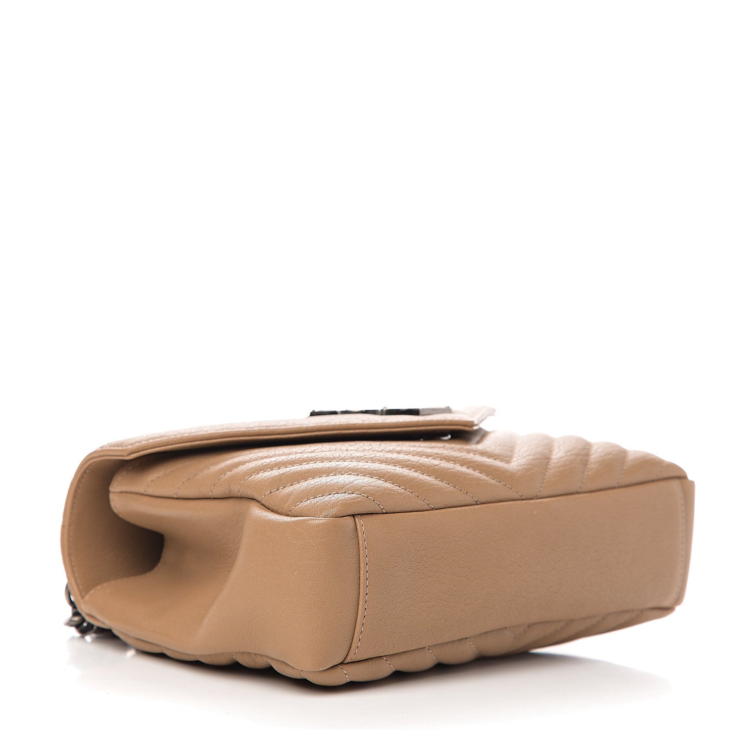 Sheepskin Matelasse Chevron Monogram Medium College Bag Taupe