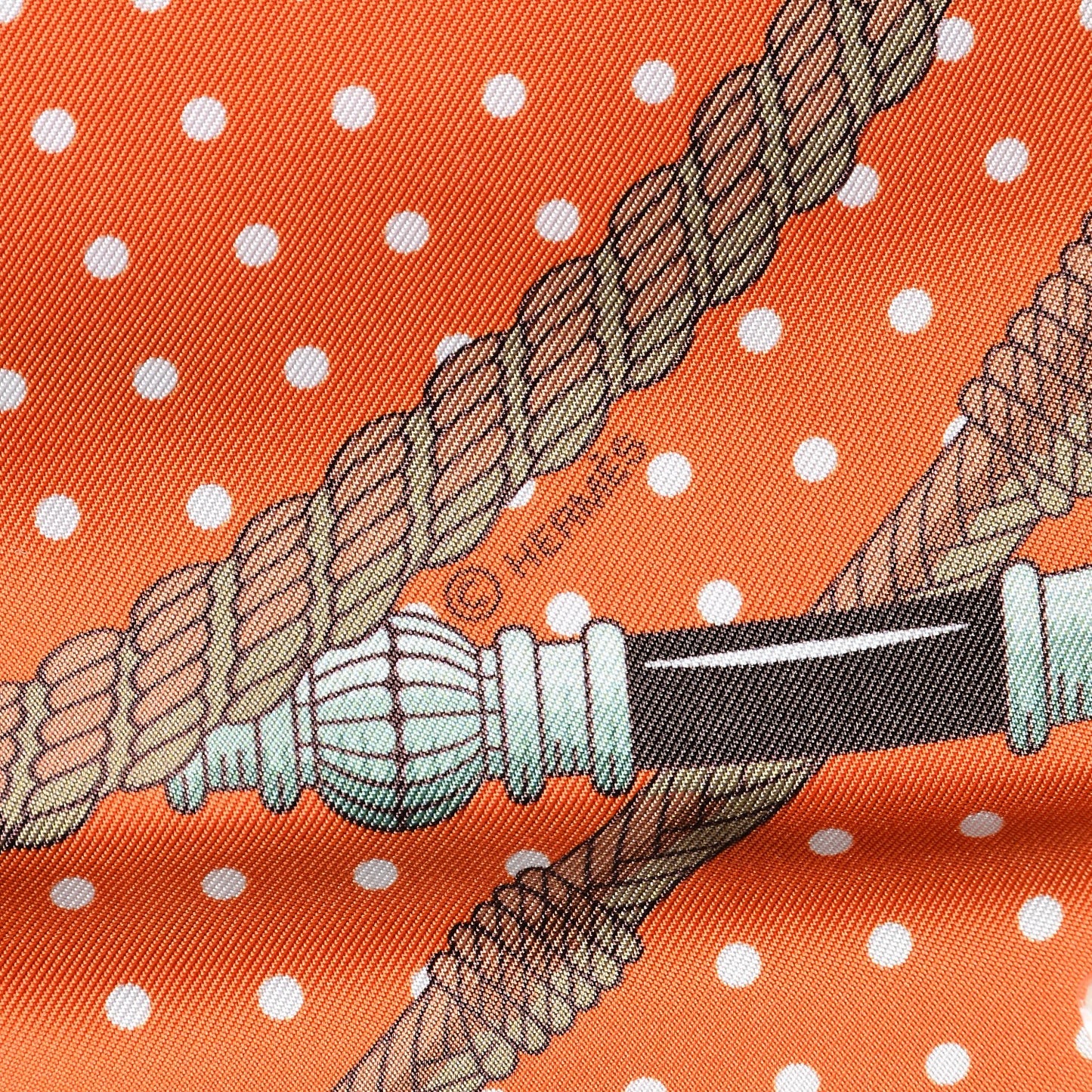Silk Clic Clac à Pois Maxi Twilly Orange Gris Perle Blanc