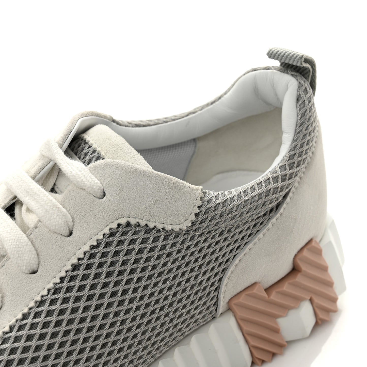 Air Mesh Suede Goatskin Bouncing Sneakers 39 Gris Lulea White
