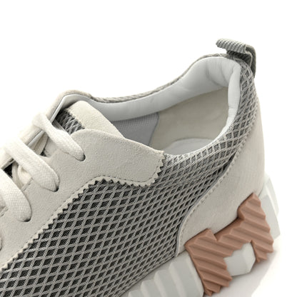 Hermes Air Mesh Suede Goatskin Bouncing Sneakers 39 Gris Lulea White 11 of 12
