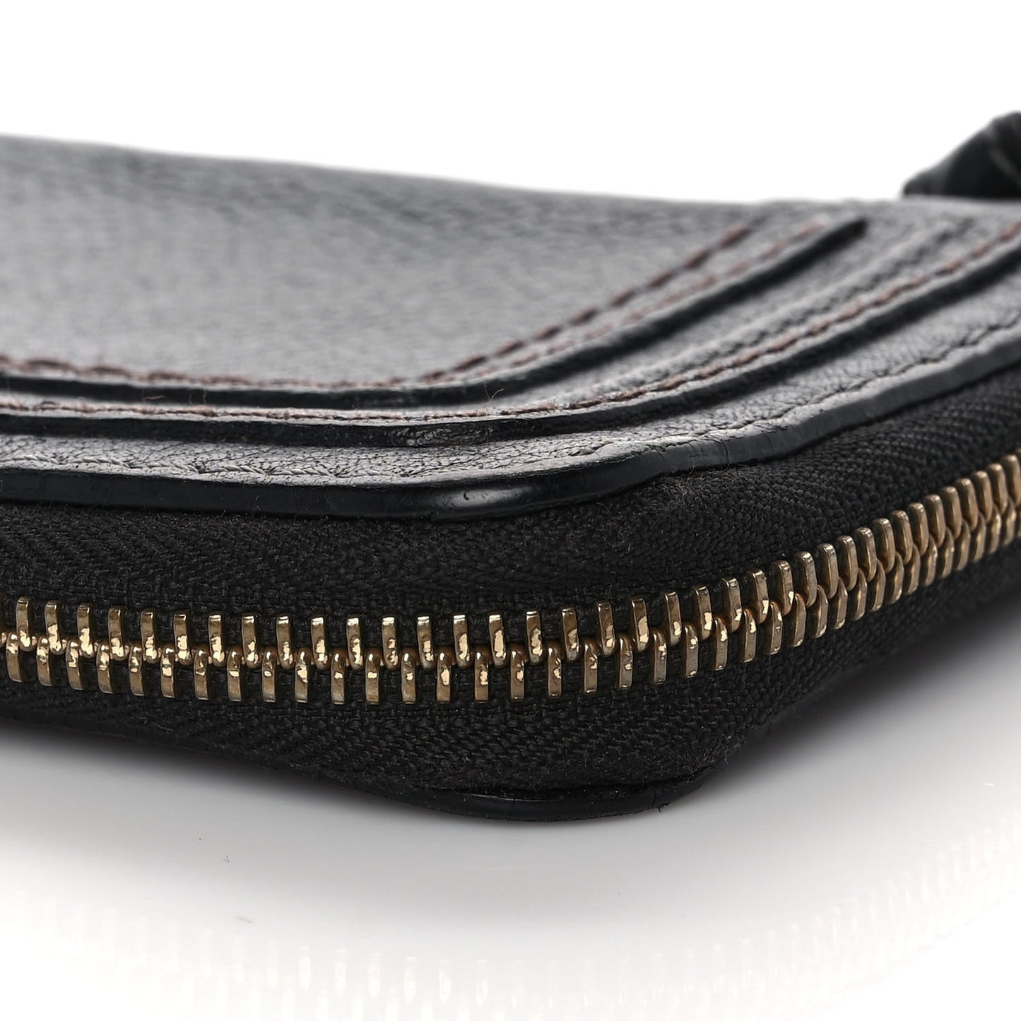 Grained Calfskin Marcie Long Zip Around Wallet Black
