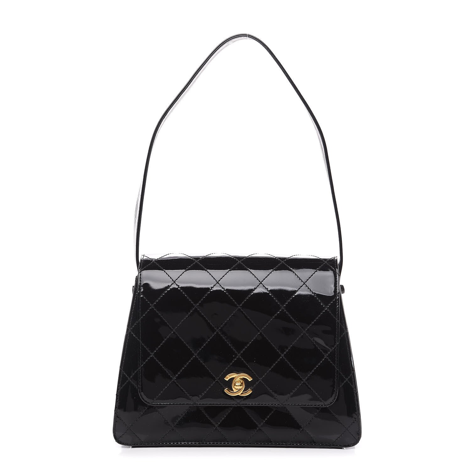 Chanel Patent Quilted CC Shoulder Bag Black 1 of 15