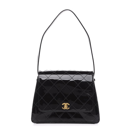 Chanel Patent Quilted CC Shoulder Bag Black 1 of 15