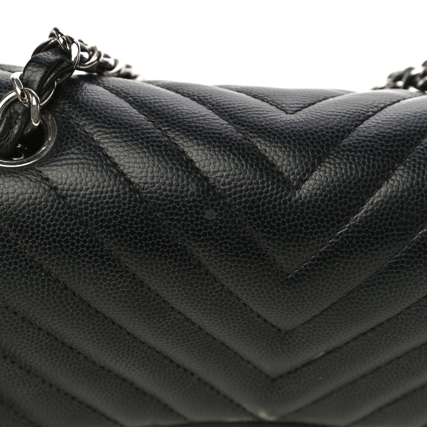 Chanel Caviar Chevron Quilted Mini Square Flap Black 14 of 17